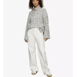 Sanctuary Feeling Cozy Oversized Cable-Knit Detail Turtleneck Pullover Sweater